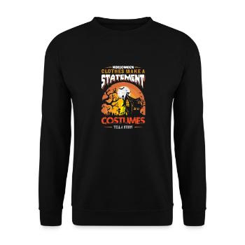 Happy Halloween Party Hexe Fledermaus Grusel Spuk - Unisex Pullover - Schwarz - Vorne - Alina (178cm) & Michal (187cm)