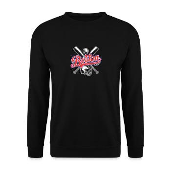 Vintage Boston City Baseball Distressed Baseball - Unisex Sweatshirt - black - Front - Alina (178cm) & Michal (187cm)