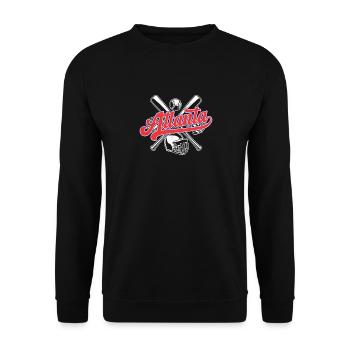 Vintage Atlanta City Baseball Distressed Baseball - Unisex Pullover - Schwarz - Vorne - Alina (178cm) & Michal (187cm)