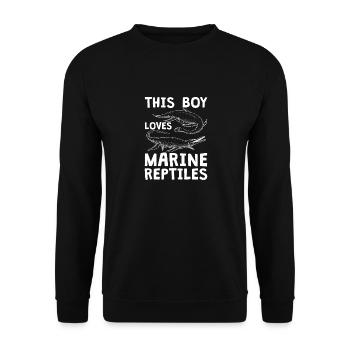 This Boy Loves Marine Reptiles, Monasaurus - Unisex Sweatshirt - black - Front - Alina (178cm) & Michal (187cm)