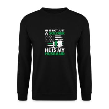 He Is Not Just A Soldier He Is My Husband Soldat - Unisex Sweatshirt - black - Front - Alina (178cm) & Michal (187cm)
