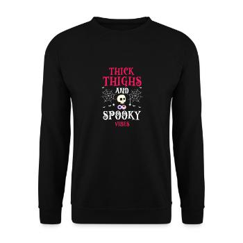 Cuisses épaisses et vibrations effrayantes Drôle Halloween - Sweat-shirt Unisexe - noir - Devant - Alina (178cm) & Michal (187cm)