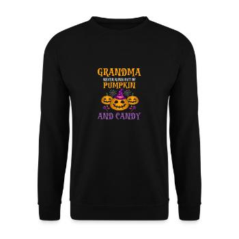 GRANDMA Never Runs Out Of Pumpkin & Candy - Unisex Sweatshirt - black - Front - Alina (178cm) & Michal (187cm)