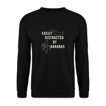Distracted by Exotic Fruits Bananas Tropical Fruit - Unisex Sweatshirt - black - Front - Alina (178cm) & Michal (187cm)