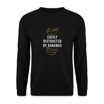 Distracted by Bananas Tropical Fruits Funny Saying - Unisex Sweatshirt - black - Front - Alina (178cm) & Michal (187cm)