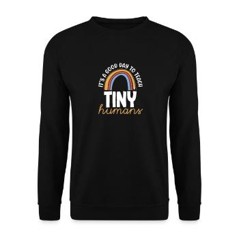Lehrer teaching little humans Grundschullehrer - Unisex Pullover - Schwarz - Vorne - Alina (178cm) & Michal (187cm)