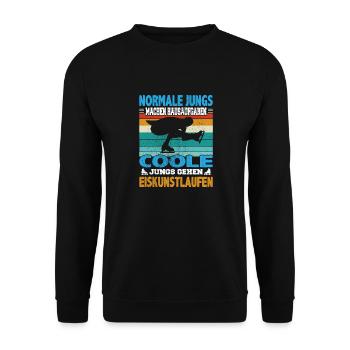 Normale Jungs Hausaufgaben coole Eiskunstlauf - Unisex Pullover - Schwarz - Vorne - Alina (178cm) & Michal (187cm)