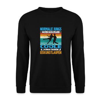 Normale Jungs Hausaufgaben coole Eiskunstlauf - Unisex Pullover - Schwarz - Vorne - Alina (178cm) & Michal (187cm)