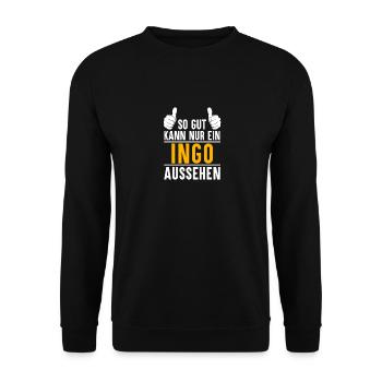 Ingo Vorname Name Geschenk - Unisex Pullover - Schwarz - Vorne - Alina (178cm) & Michal (187cm)