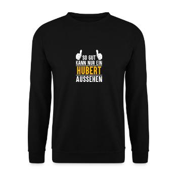 Hubert Vorname Name Geschenk - Unisex Pullover - Schwarz - Vorne - Alina (178cm) & Michal (187cm)
