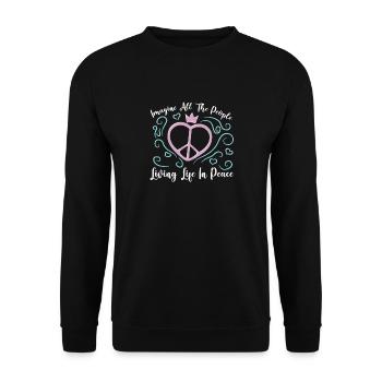 Peace Peacezeichen Flower Power Hippie Flowers colorful - Unisex Sweatshirt - black - Front - Alina (178cm) & Michal (187cm)
