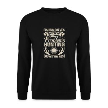 Tenue de pêche et de chasse amusante La pêche résout le mien - Sweat-shirt Unisexe - noir - Devant - Alina (178cm) & Michal (187cm)