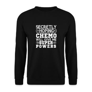 Heimlich Hofft Chemo Wird Mir Superkräfte Geben - Unisex Pullover - Schwarz - Vorne - Alina (178cm) & Michal (187cm)