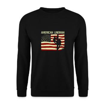 Patriotic Electrician American Flag Lineman - Unisex Sweatshirt - black - Front - Alina (178cm) & Michal (187cm)