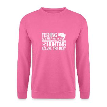 Tenue de pêche et de chasse amusante La pêche résout le mien - Sweat-shirt Unisexe - rose - Devant