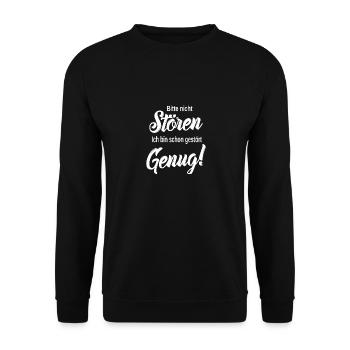 Bitte Nicht Stören Ich Bin Schon Gestört Genug - Unisex Pullover - Schwarz - Vorne - Alina (178cm) & Michal (187cm)