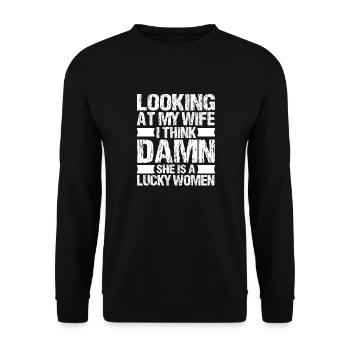 Wenn Ich Meine Frau Ansehe, Denke Ich, Dass Sie - Unisex Pullover - Schwarz - Vorne - Alina (178cm) & Michal (187cm)