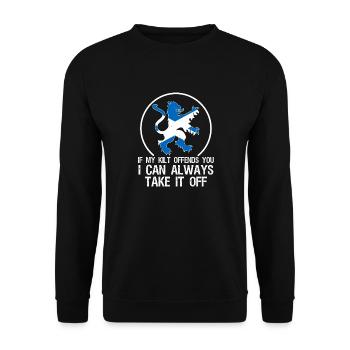 Wenn Mein Kilt Sie Beleidigt, Kann Ich Ihn Immer - Unisex Pullover - Schwarz - Vorne - Alina (178cm) & Michal (187cm)