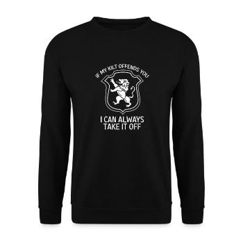Wenn Mein Kilt Sie Beleidigt, Kann Ich Ihn Immer - Unisex Pullover - Schwarz - Vorne - Alina (178cm) & Michal (187cm)