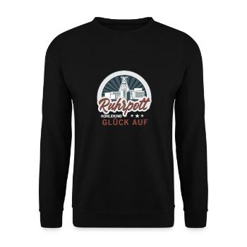 Ruhrpott Kohlekind Glück Auf Bergbau Kumpel - Unisex Pullover - Schwarz - Vorne - Alina (178cm) & Michal (187cm)