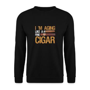 Ich Altern Wie Ein Feiner Zigarrenraucher - Unisex Pullover - Schwarz - Vorne - Alina (178cm) & Michal (187cm)