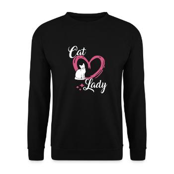 Niedliches Katzen Spruch Outfit Cat Lady Katzen - Unisex Pullover - Schwarz - Vorne - Alina (178cm) & Michal (187cm)