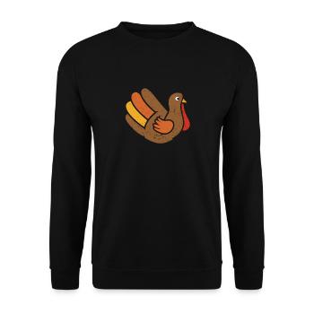 Lustige Türkei Hand Thanksgiving Day Retro Vintage - Unisex Pullover - Schwarz - Vorne - Alina (178cm) & Michal (187cm)
