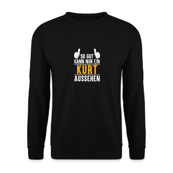 Kurt Vorname Name Geschenk - Unisex Pullover - Schwarz - Vorne - Alina (178cm) & Michal (187cm)