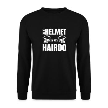 My helmet is my hairdo - Unisex Pullover - Schwarz - Vorne - Alina (178cm) & Michal (187cm)