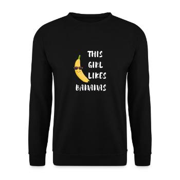 Banana Eating Funny Quote Girl Likes Bananas - Unisex Sweatshirt - black - Front - Alina (178cm) & Michal (187cm)
