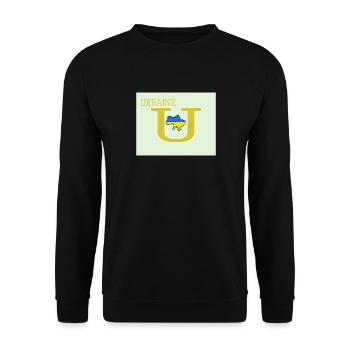 Ukraine U Alphabet Stand mit der Ukraine - Unisex Pullover - Schwarz - Vorne - Alina (178cm) & Michal (187cm)