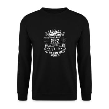 LEGENDS Born in 1992 30th birthday 30 yearsold - Unisex Sweatshirt - black - Front - Alina (178cm) & Michal (187cm)