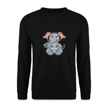 Elephant With Gaming Controller I Funny Gaming I - Unisex Pullover - Schwarz - Vorne - Alina (178cm) & Michal (187cm)