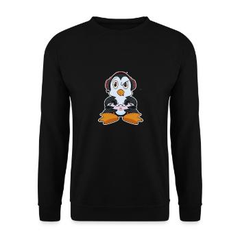 Penguin With Gaming Controller I Funny Gaming I - Unisex Pullover - Schwarz - Vorne - Alina (178cm) & Michal (187cm)