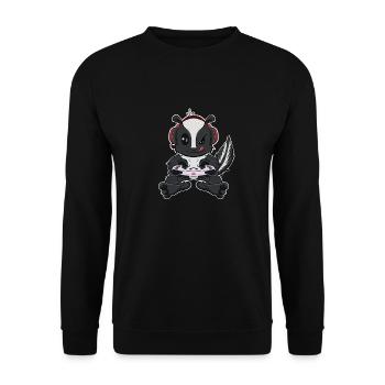 Skunk With Gaming Controller I Funny Gaming I - Unisex Pullover - Schwarz - Vorne - Alina (178cm) & Michal (187cm)