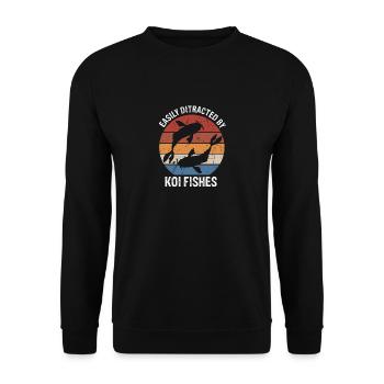 Facilement distrait par Koi Fishes Retro Vintage - Sweat-shirt Unisexe - noir - Devant - Alina (178cm) & Michal (187cm)