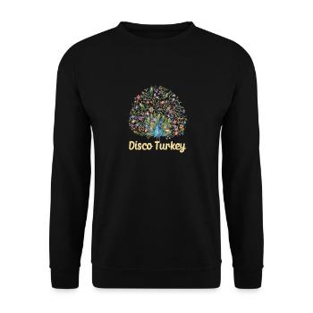 Disco Türkei Lustige Pfauenfedern Fancy Thanks - Unisex Pullover - Schwarz - Vorne - Alina (178cm) & Michal (187cm)
