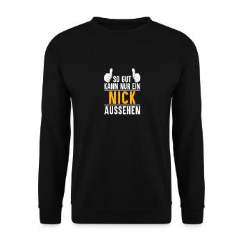 Nick Vorname Name Geschenk - Unisex Pullover - Schwarz - Vorne - Alina (178cm) & Michal (187cm)