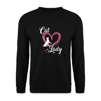 Chat Lady Cats Cadeau Chats Fan - Sweat-shirt Unisexe - noir - Devant - Alina (178cm) & Michal (187cm)