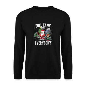 Full Tank for Everybody, Christmas Santa Claus Fun - Unisex Sweatshirt - black - Front - Alina (178cm) & Michal (187cm)