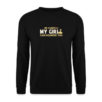 Banana Ball Python Aufpassen Mein Mädchen Kann - Unisex Pullover - Schwarz - Vorne - Alina (178cm) & Michal (187cm)