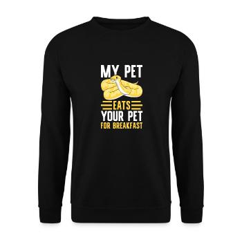 Banana Ball Python My animal eats yours To - Unisex Sweatshirt - black - Front - Alina (178cm) & Michal (187cm)