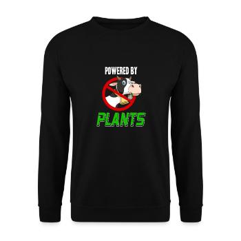 Powered By Plants Awesome Retro Vegan Designs - Unisex Pullover - Schwarz - Vorne - Alina (178cm) & Michal (187cm)