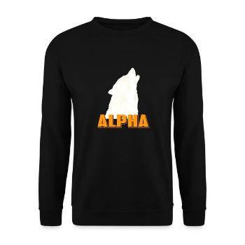 ALPHA Of The Pack Cool Awesome Wolf Lover Tea - Unisex Sweatshirt - black - Front - Alina (178cm) & Michal (187cm)