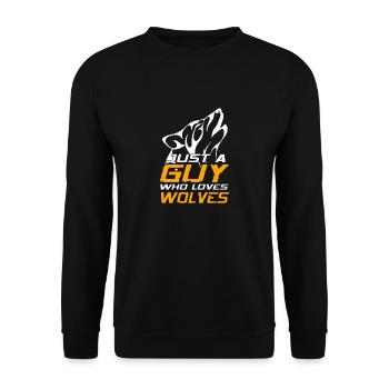 Rétro Juste un gars qui aime les loups T-Shirt cool - Sweat-shirt Unisexe - noir - Devant - Alina (178cm) & Michal (187cm)