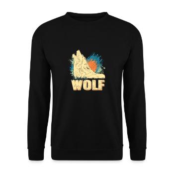 WOLF Retro Vintage I'm A Wolf T-Shirt Present Gift - Unisex Pullover - Schwarz - Vorne - Alina (178cm) & Michal (187cm)