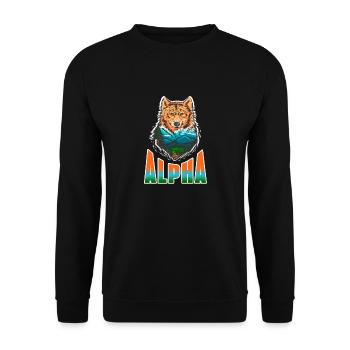ALPHA Cool Awesome Wolf Lover T-Shirt Present Gift - Unisex Sweatshirt - black - Front - Alina (178cm) & Michal (187cm)