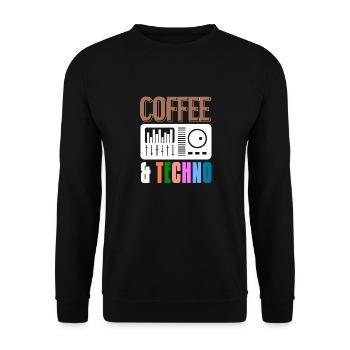 COFFEE & TECHNO Awesome Retro Music Techno - Unisex Sweatshirt - black - Front - Alina (178cm) & Michal (187cm)
