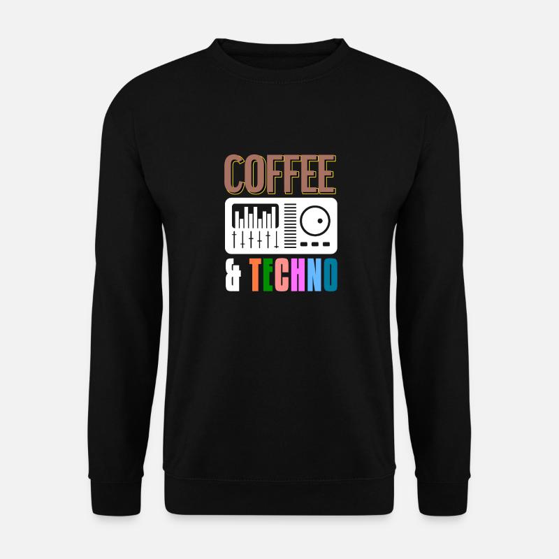 COFFEE & TECHNO Awesome Retro Music Techno - Unisex Pullover - Schwarz