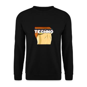 Retro TECHNO Sexy Awesome Techno Lover T-Shirt - Unisex Pullover - Schwarz - Vorne - Alina (178cm) & Michal (187cm)